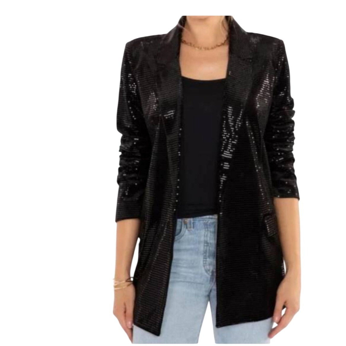 Bishop +Young Nwt Steal The Night Blazer Black Sequin Embellished Jacket Sz Med